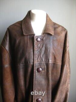 VINTAGE LEATHER JACKET XL 46 48 retro MILAN super distressed faded soft mens