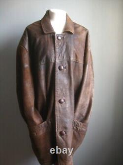 VINTAGE LEATHER JACKET XL 46 48 retro MILAN super distressed faded soft mens