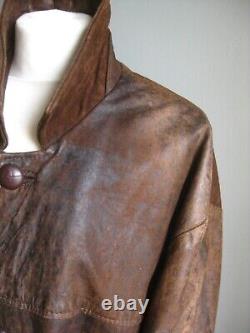 VINTAGE LEATHER JACKET XL 46 48 retro MILAN super distressed faded soft mens