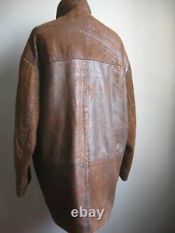 VINTAGE LEATHER JACKET XL 46 48 retro MILAN super distressed faded soft mens