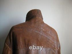 VINTAGE LEATHER JACKET XL 46 48 retro MILAN super distressed faded soft mens