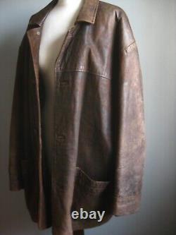 VINTAGE LEATHER JACKET XL 46 48 retro MILAN super distressed faded soft mens