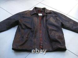 VINTAGE LEATHER JACKET mens XL 46 48 COAT wool winter soft KEENAN DISTRESSED