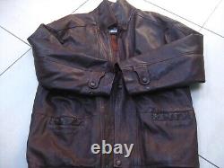 VINTAGE LEATHER JACKET mens XL 46 48 COAT wool winter soft KEENAN DISTRESSED