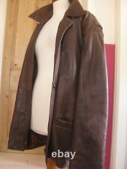 VINTAGE LEATHER JACKET mens XL 46 48 COAT wool winter soft KEENAN DISTRESSED