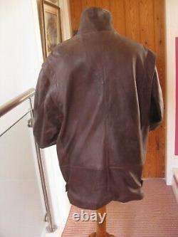 VINTAGE LEATHER JACKET mens XL 46 48 COAT wool winter soft KEENAN DISTRESSED