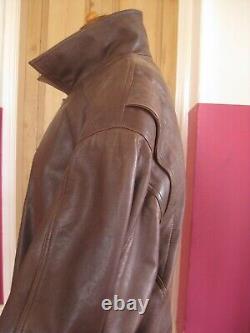 VINTAGE LEATHER JACKET mens XL 46 48 COAT wool winter soft KEENAN DISTRESSED