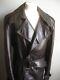 Vintage Leather Trench Coat 40 38 Long Distressed Retro Real Military Soft
