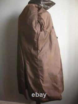 VINTAGE LEATHER TRENCH COAT 40 38 long distressed retro real military soft