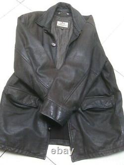 VINTAGE Old distressed faded leather JACKET COAT 44 46 48 soft western XL reefer