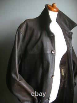 VINTAGE Old distressed faded leather JACKET COAT 44 46 48 soft western XL reefer
