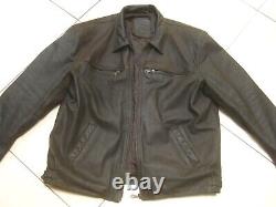 VINTAGE REAL LEATHER JACKET 50 XXL 2XL soft highwayman waxed heavy distressed