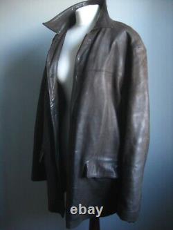 VINTAGE leather JACKET distressed weathered 46 44 large western heavy soft