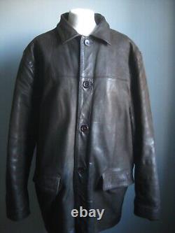 VINTAGE leather JACKET distressed weathered 46 44 large western heavy soft