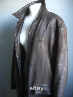 VINTAGE leather JACKET distressed weathered 46 44 large western heavy soft