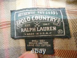 VINTAGE ralph lauren POLO COUNTRY real leather JACKET COAT USA MADE XL menlo