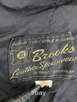 VTG 60s Brooks Cafe Racer Leather Distressed Motorcycle Biker Talon Jacket L-XL