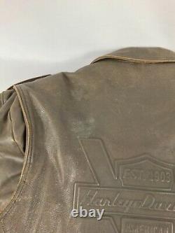 VTG Harley Davidson V Twin Leather Jacket Men's 3XL Brown Distressed Made USA