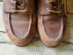VTG RED WING Men's Brown Worn Distressed Moc Toe Work Boots Size 9 Made In USA