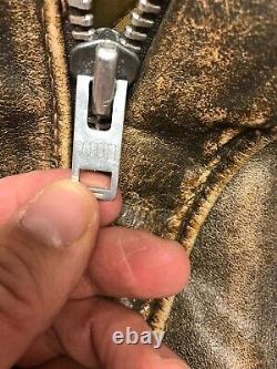 VTG Schott Brown Distressed Bomber Leather Jacket Mens Size 40