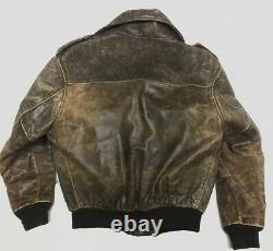 VTG Schott Brown Distressed Bomber Leather Jacket Mens Size 40
