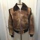 Vtg Schott Mens 42 Shearling Suede Leather Bomber Jacket Distressed Faux Fur