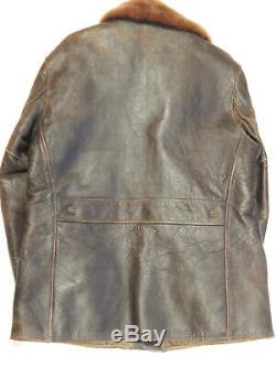 Vintage 40's BOMBER STYLE Flight Jacket Distressed Brown Leather Horsehide