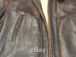 Vintage 40's BOMBER STYLE Flight Jacket Distressed Brown Leather Horsehide