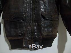 Vintage 40's Usn G1 Distressed Leather Flying Jacket Jacket Size Xs