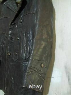Vintage 40's Ww2 Distressed German Barnstormer Horsehide Leather Jacket Size S