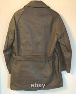 Vintage 40's Ww2 French Distressed Leather Barnstormer Coat Size Xs Wool Lined