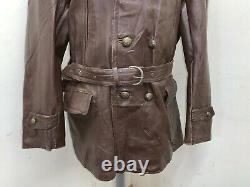 Vintage 40's Ww2 French Distressed Leather Barnstormer Jacket Size 2xl Wool Line