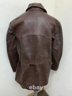 Vintage 40's Ww2 French Distressed Leather Barnstormer Jacket Size 2xl Wool Line