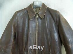 Vintage 40's Ww2 German Distressed Leather Flying Cyclist Jacket Size 40