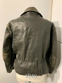 Vintage 40's Ww2 German Distressed Leather Jacket Size S