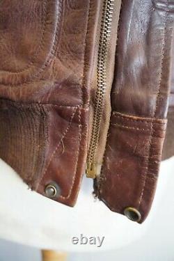 Vintage 50's Front Quarter Horsehide Distressed Leather Flight Jacket Size Uk S
