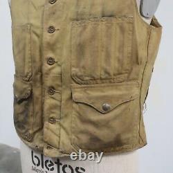 Vintage 50s 60s Filson Tin Cloth Hunting Vest Distressed Early Shooting