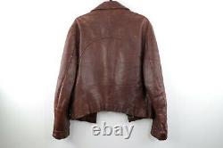 Vintage 50s Mens Medium Distressed Horsehide Leather Jacket Brown Serval USA