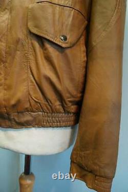 Vintage 60's Excelled USA Distressed Leather Flying Motorcycle Jacket Size 44