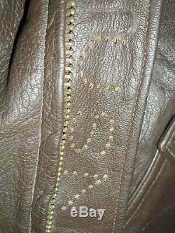 Vintage 60s USN G1 STAR SPORTS Wear Distressed Goatskin Leather Flying Jacket 44
