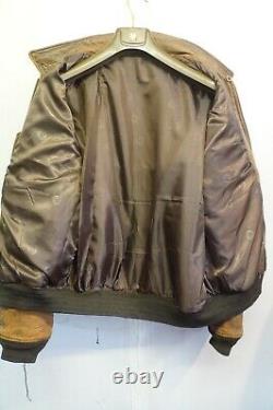 Vintage 70's Avirex U. S. N Distressed Leather Flight Bomber Leather Jacket Uk XL