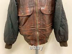 Vintage 80's German Distressed Leather Motorcycle Bomber Jacket Size 3xl