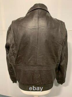 Vintage 80's Hi-density Distressed Leather Bomber Jacket Size M