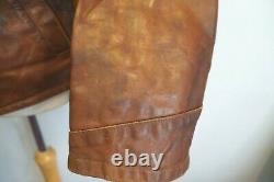 Vintage 80's Italian Stewart Garret Distressed Leather Highwayman Jacket Size XL
