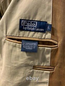 Vintage 80's Polo Ralph Lauren Distressed Leather Sky Fall Sports Jacket Size L
