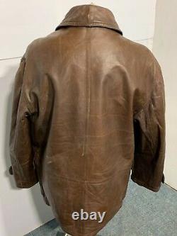 Vintage 80's Vittorio Forti Distressed Leather Jacket Size XL