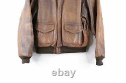 Vintage 80s Avirex Mens 40 Distressed Leather A-2 Flight Bomber Jacket USA Brown