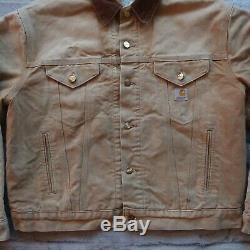 Vintage 90s Carhartt Distressed Blanket Lined Trucker Jacket 44 Made in USA Wip