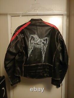 Vintage 90s Von Dutch Leather Motorcycle Jacket men's Small custom distressed