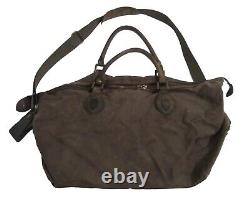 Vintage Barbour Leather Canvas Weekend Travel Distressed Brown Carry On Bag